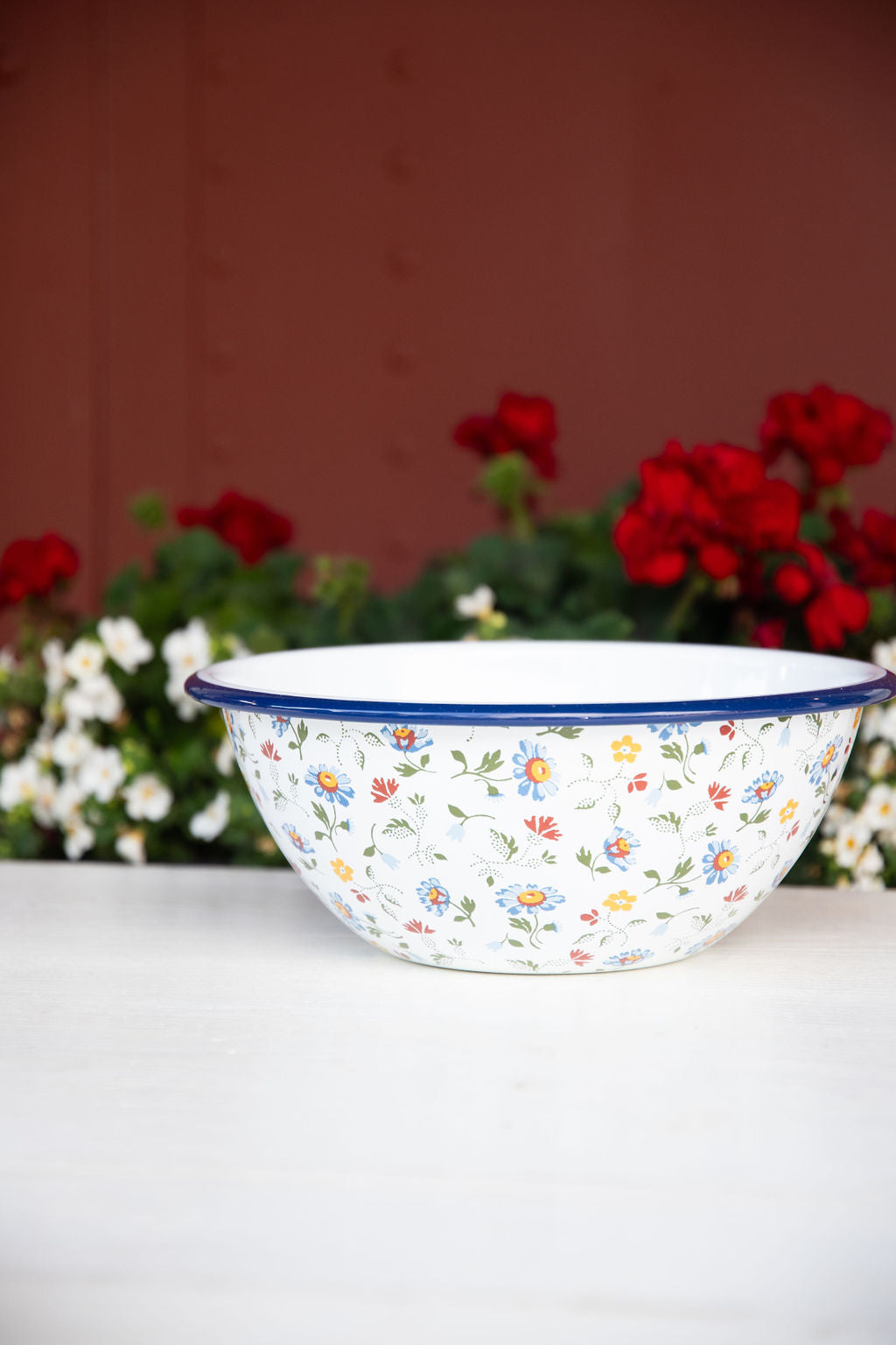 Enamelware Floral Bowl