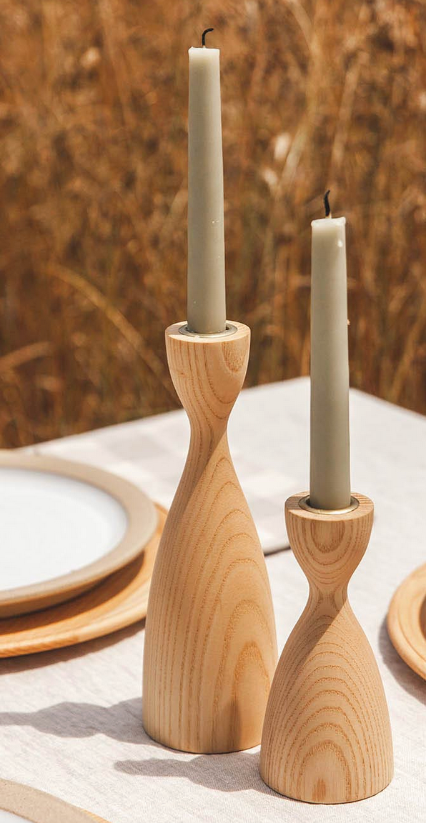 Pantry Wood Candlestick- Small Natural