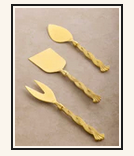 Cheese Knives Set- Twisted Brass