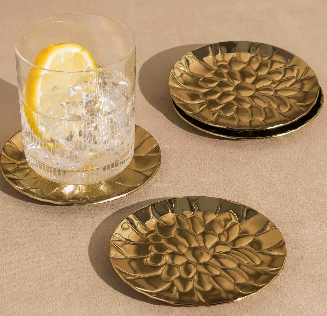 Chrysanthemum Gold-Toned Dishes